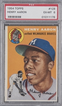 1954 Topps #128 Hank Aaron Rookie Card – PSA EX-MT 6